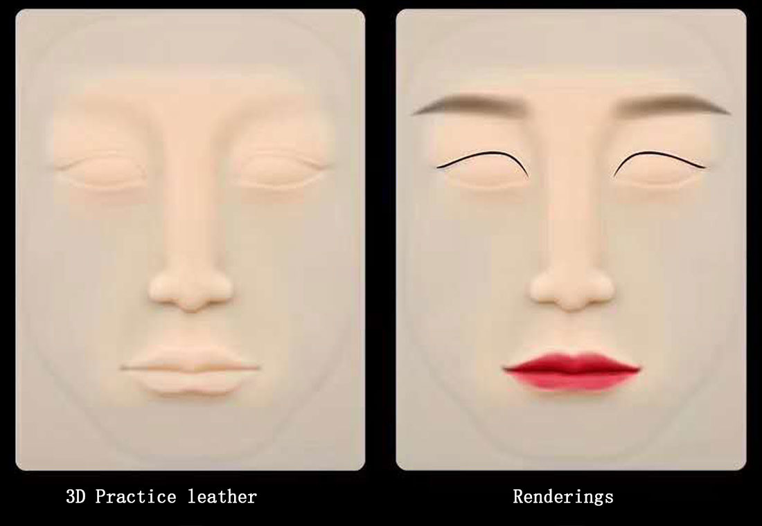 Bahan Praktek Karet Tato Alis ukiran Bibir Silikon 3D Kulit Kosong Makeup Permanen Untuk Pelatihan PMU
